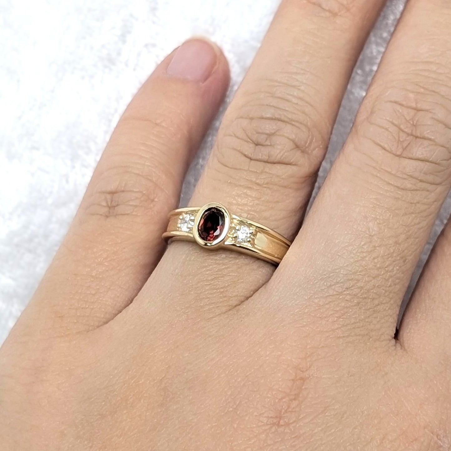 Garnet & CZ Ring 9ct R2