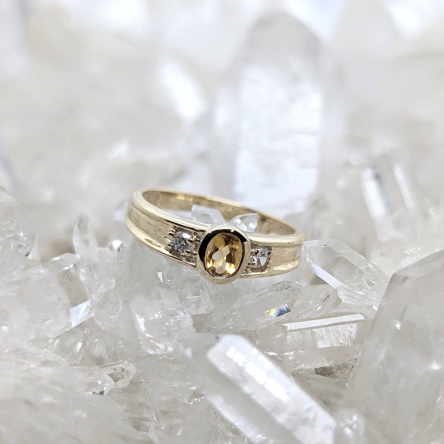 Citrine & CZ Ring 9ct R2