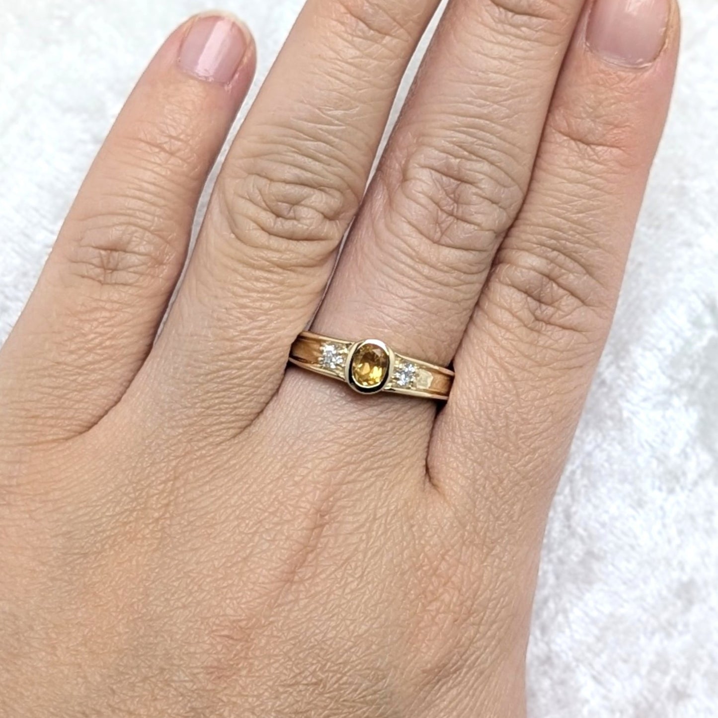 Citrine & CZ Ring 9ct R2