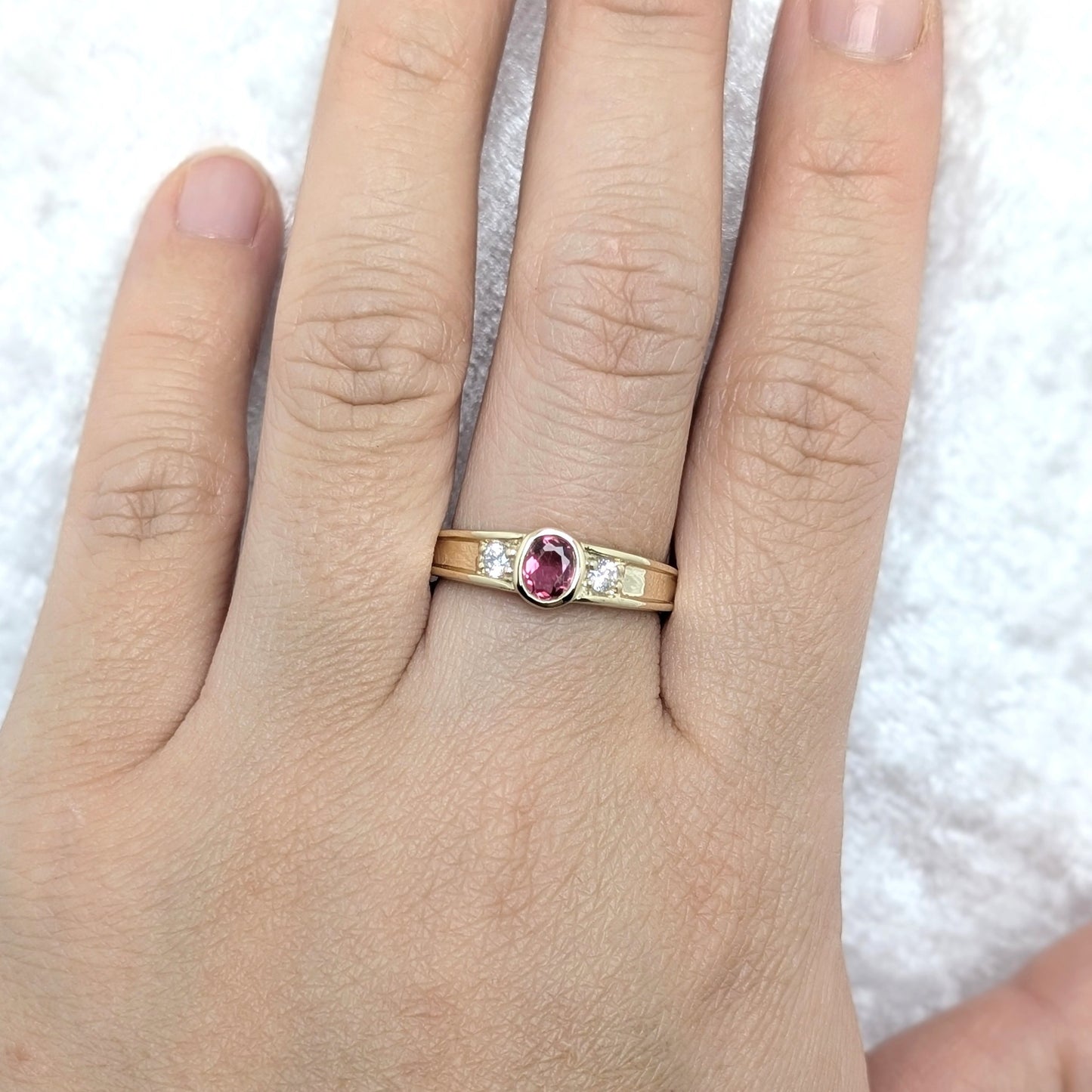 Pink Tourmaline & CZ Ring 9ct R2