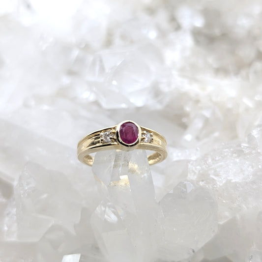 Ruby & CZ Ring 9ct R2