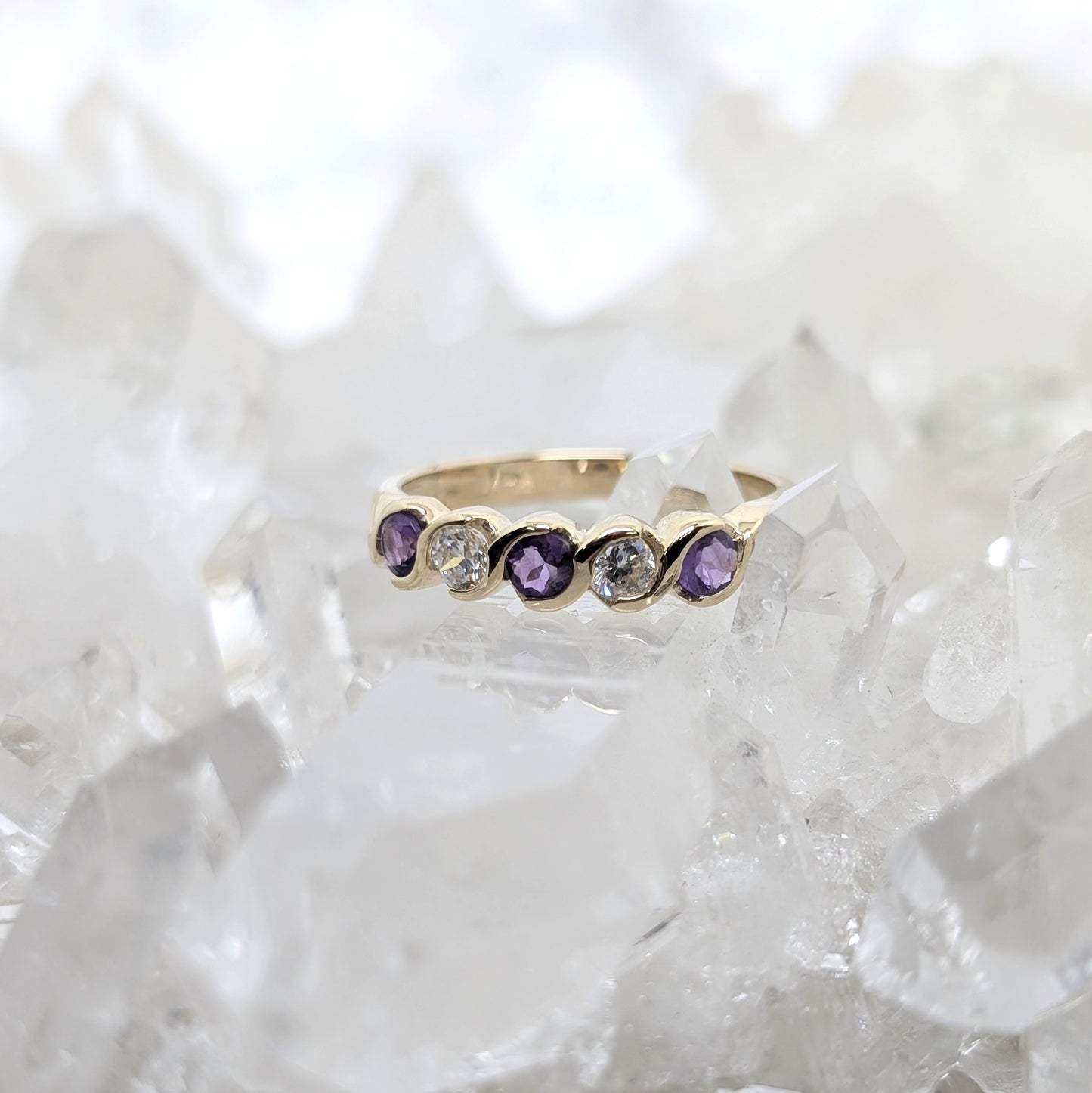 Amethyst & CZ Ring 9ct R5