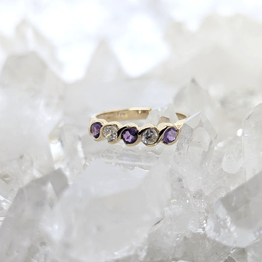 Amethyst & CZ Ring 9ct R5