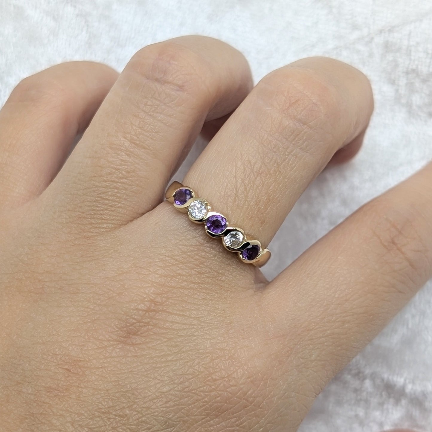 Amethyst & CZ Ring 9ct R5