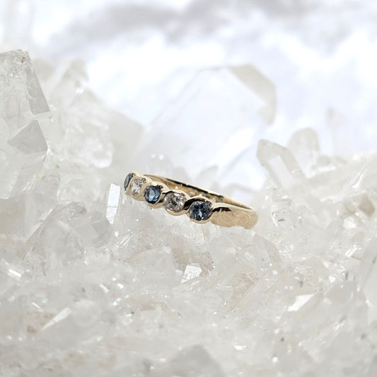 Aquamarine & CZ Ring 9ct R5