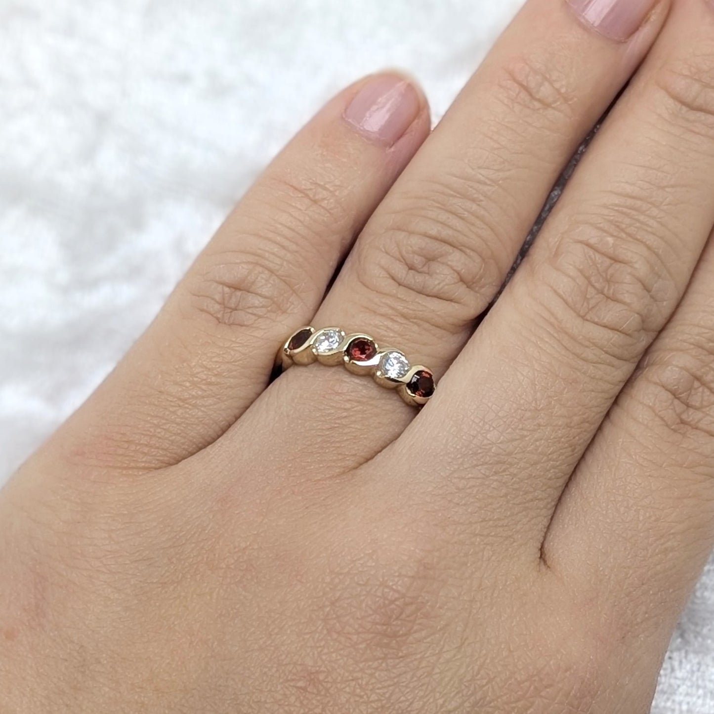 Garnet & CZ Ring 9ct R5