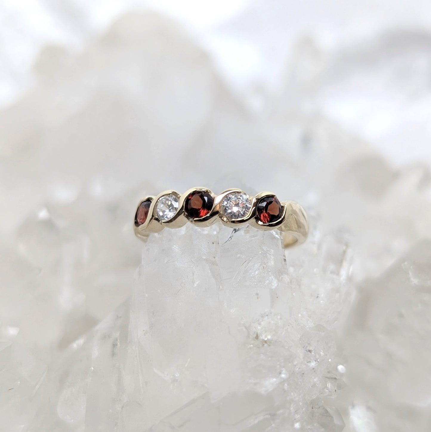 Garnet & CZ Ring 9ct R5