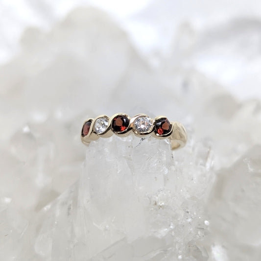 Garnet & CZ Ring 9ct R5