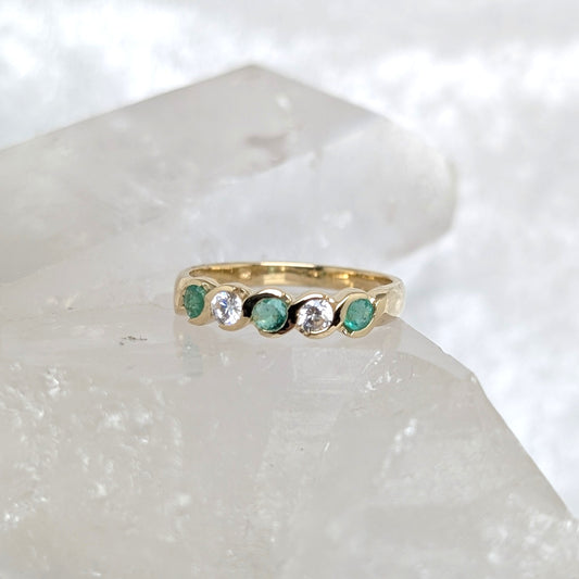 Emerald & CZ Ring 9ct R5