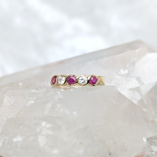 Ruby & CZ Ring 9ct R5