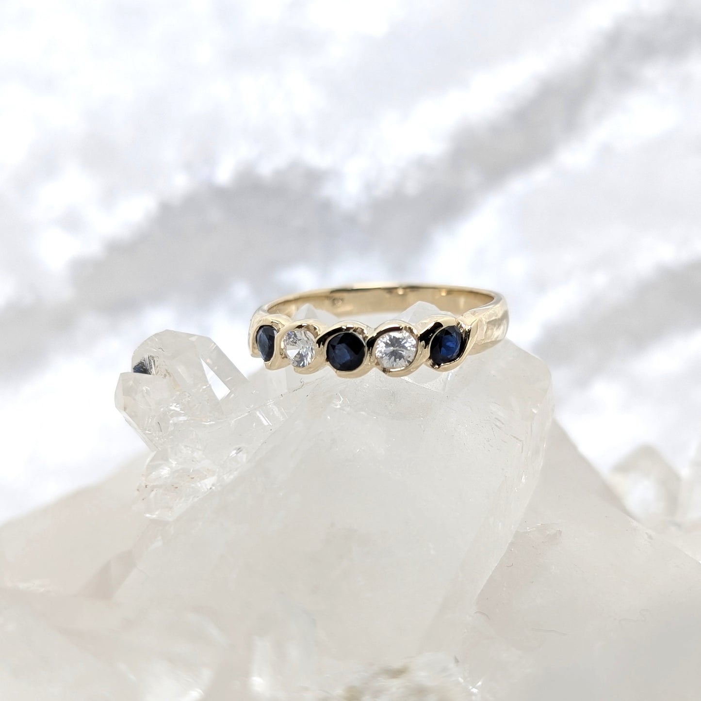 Sapphire & CZ Ring 9ct R5
