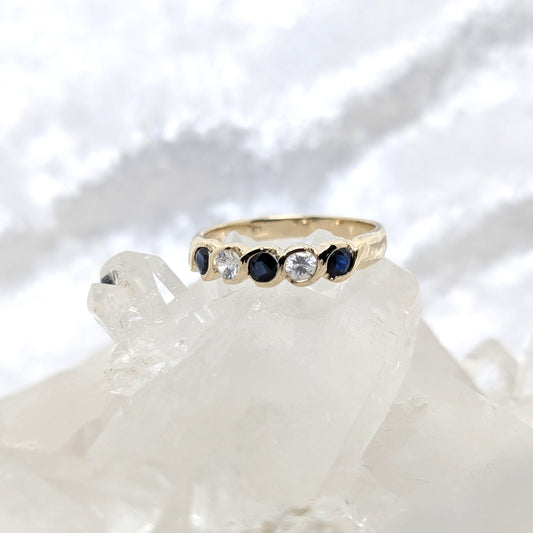 Sapphire & CZ Ring 9ct R5