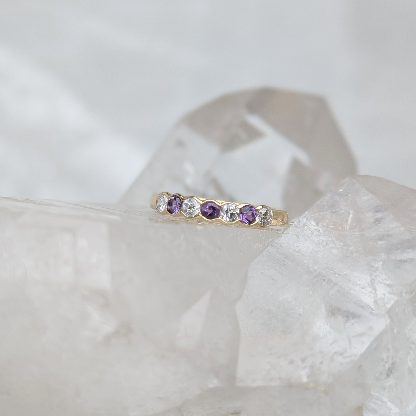 Amethyst & CZ Ring 9ct R42.5