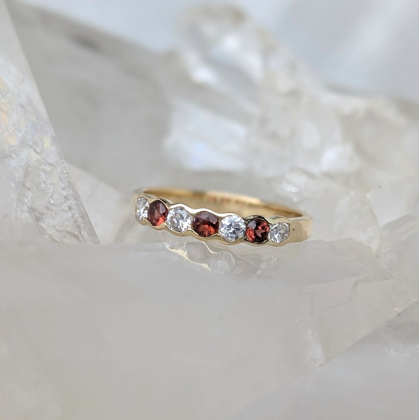 Garnet & CZ Ring 9ct R42.5