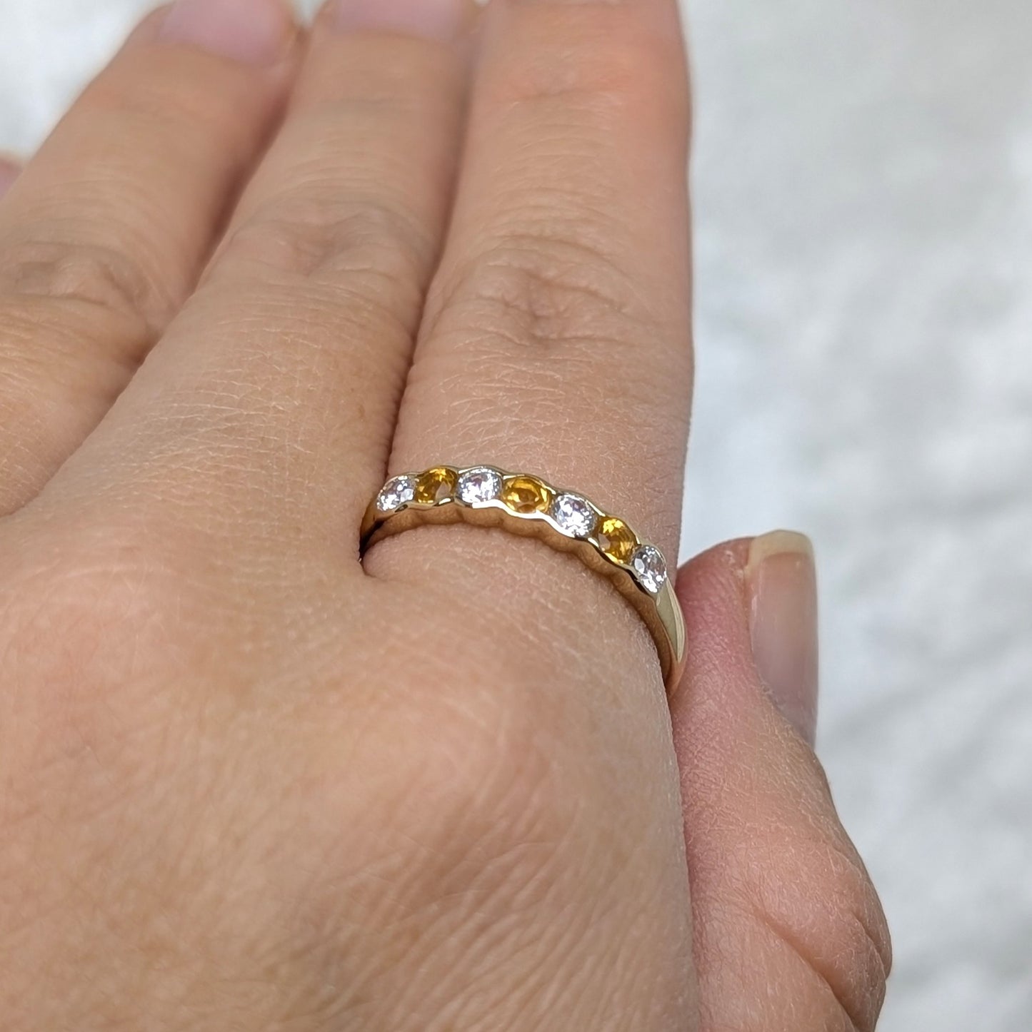 Citrine & CZ Ring 9ct R42.5