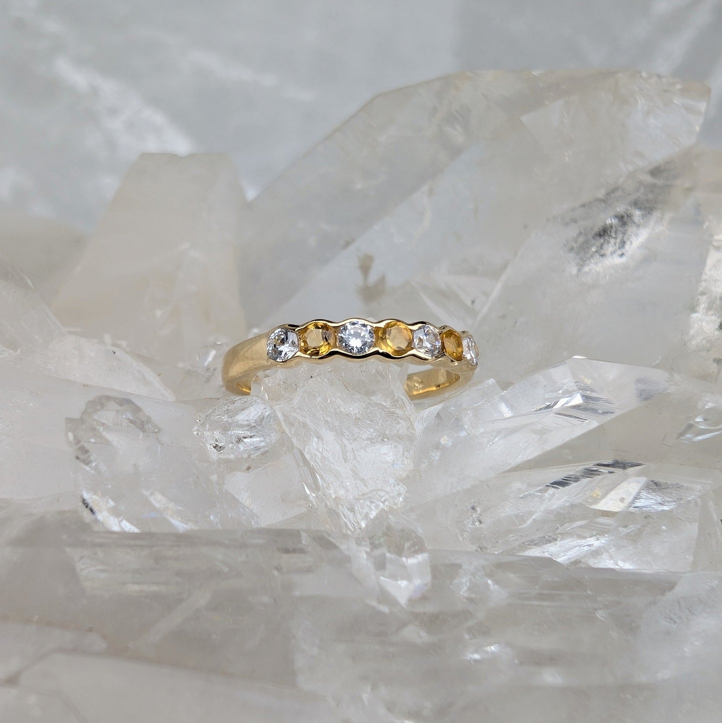 Citrine & CZ Ring 9ct R42.5
