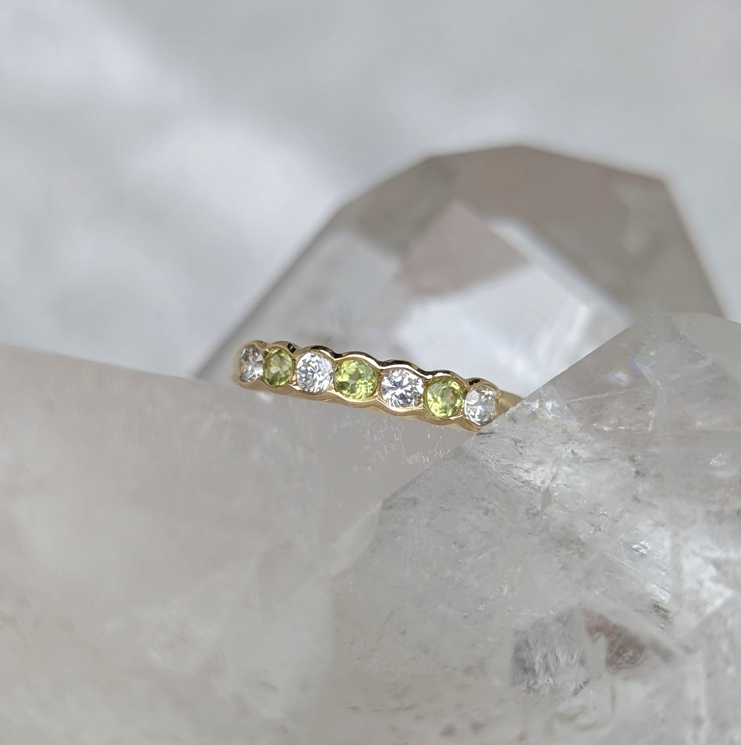 Peridot & CZ Ring 9ct R42.5