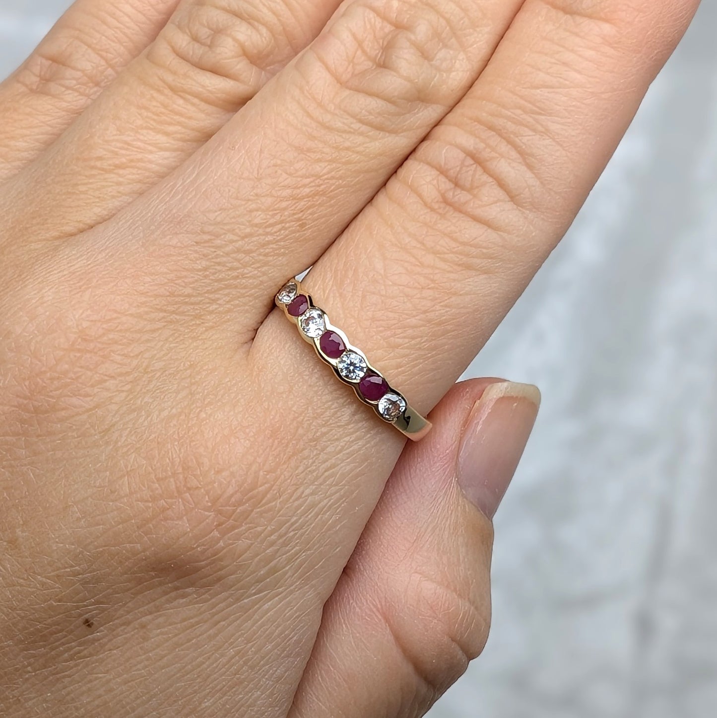 Ruby & CZ Ring 9ct R42.5