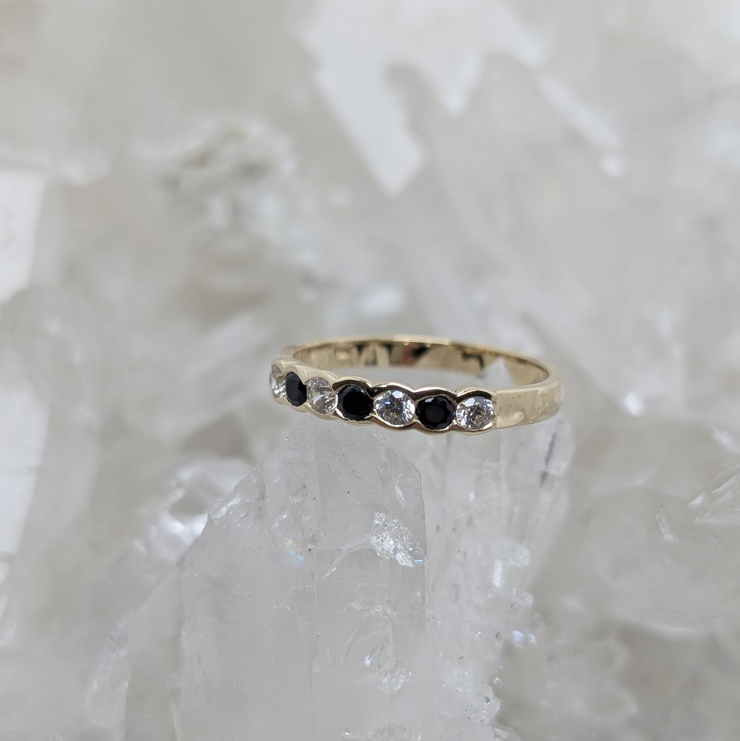 Sapphire & CZ Ring 9ct R42.5