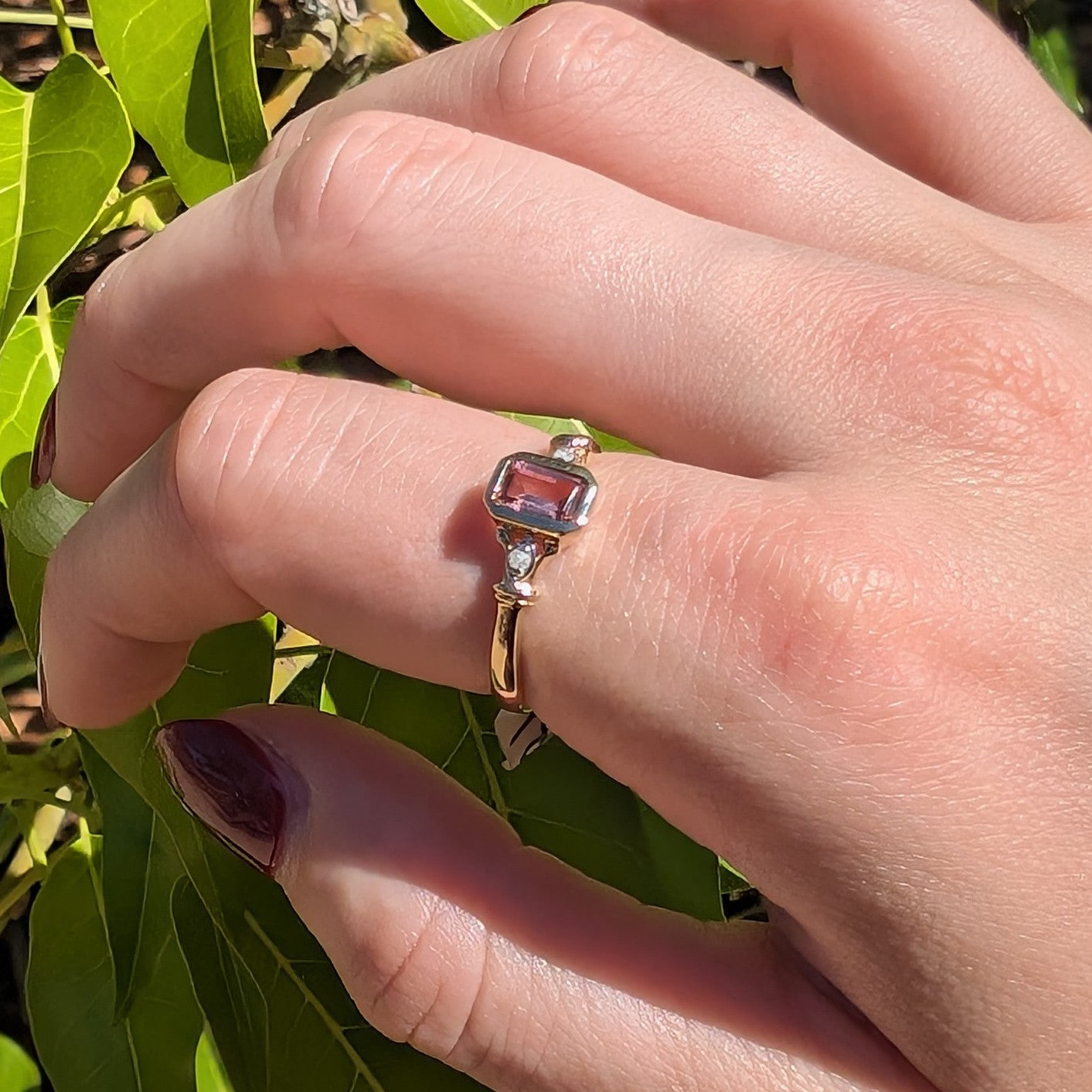 Pink Tourmaline & Diamond Ring 9ct R1