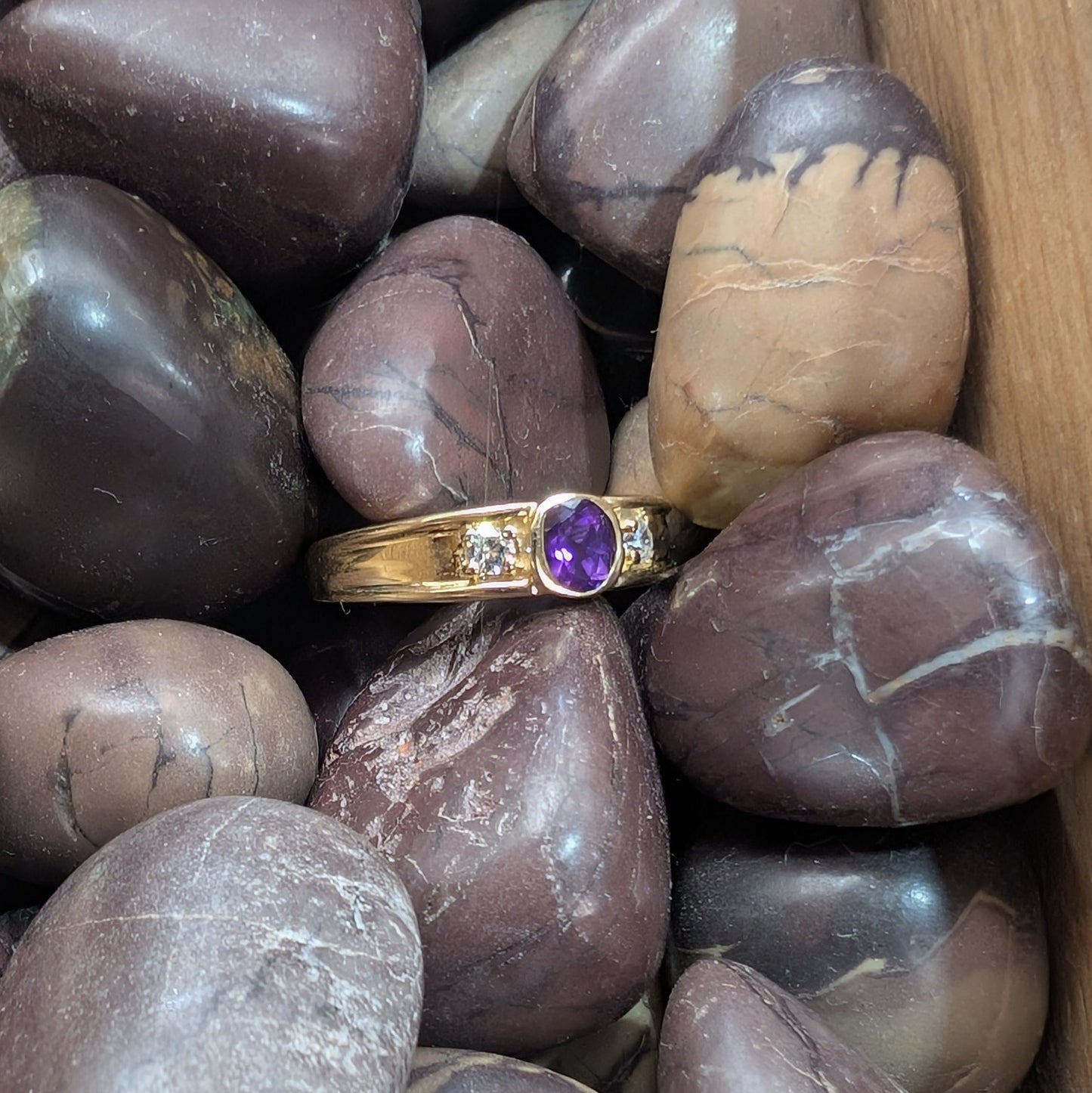Amethyst & CZ Ring 9ct R2