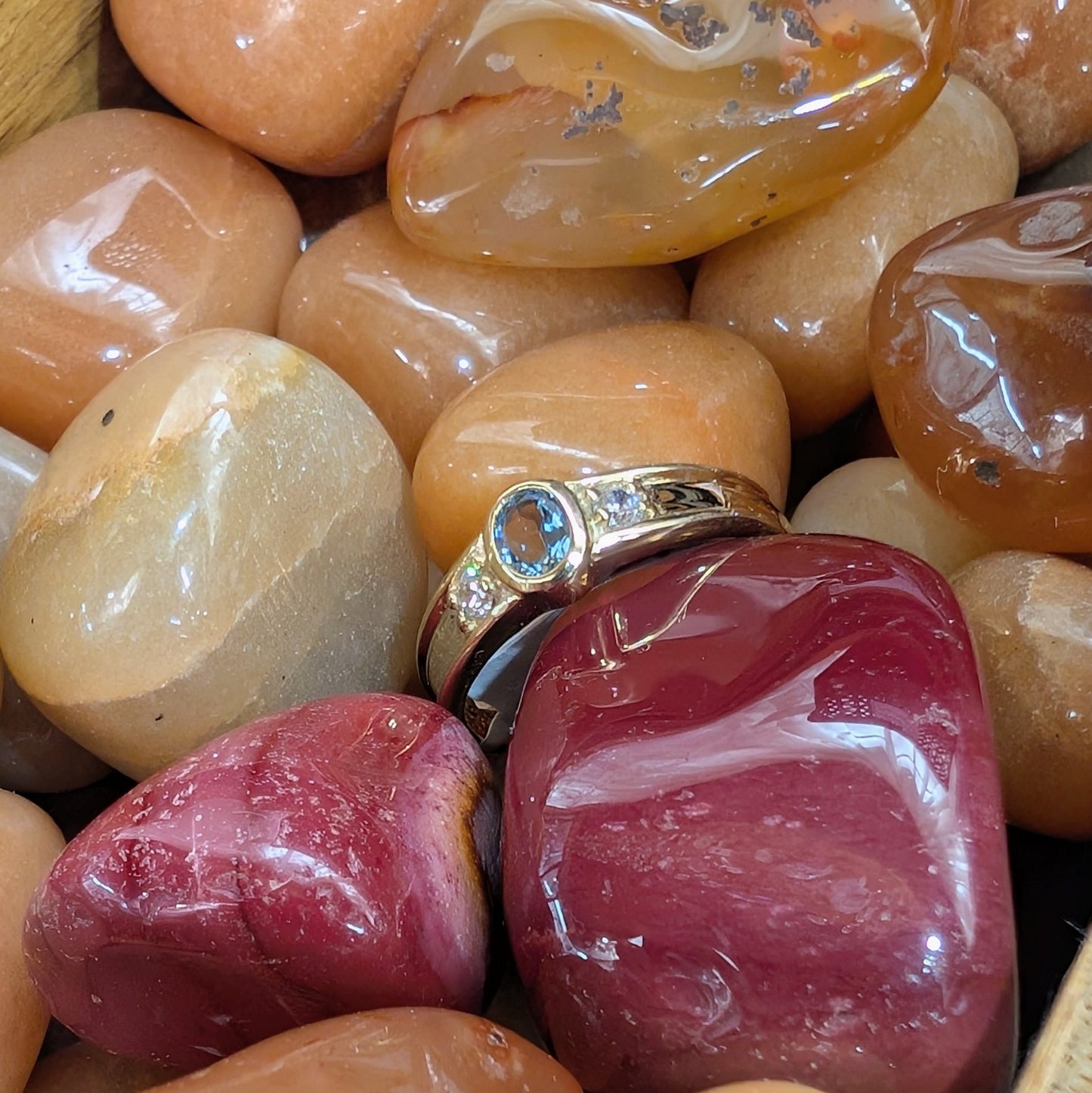 Aquamarine & CZ Ring 9ct R2