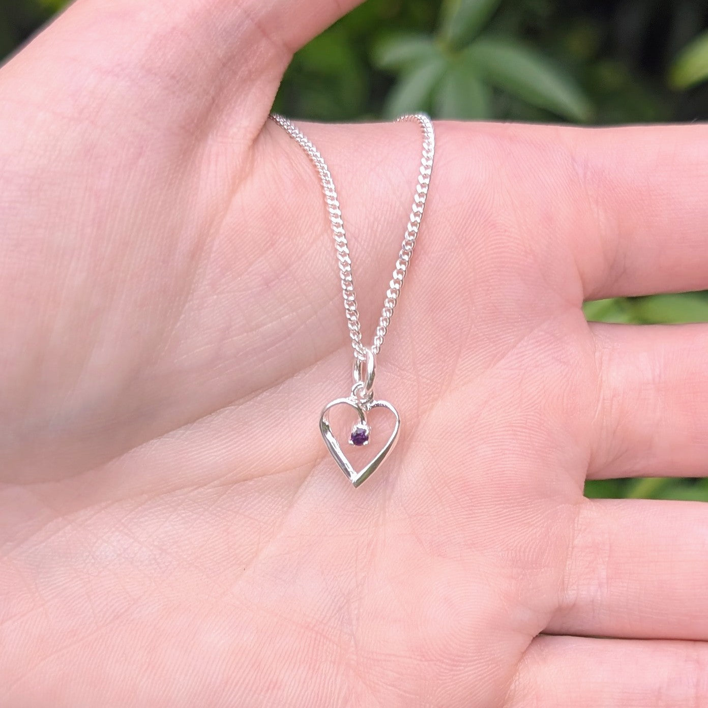 Amethyst Silver Heart Necklace