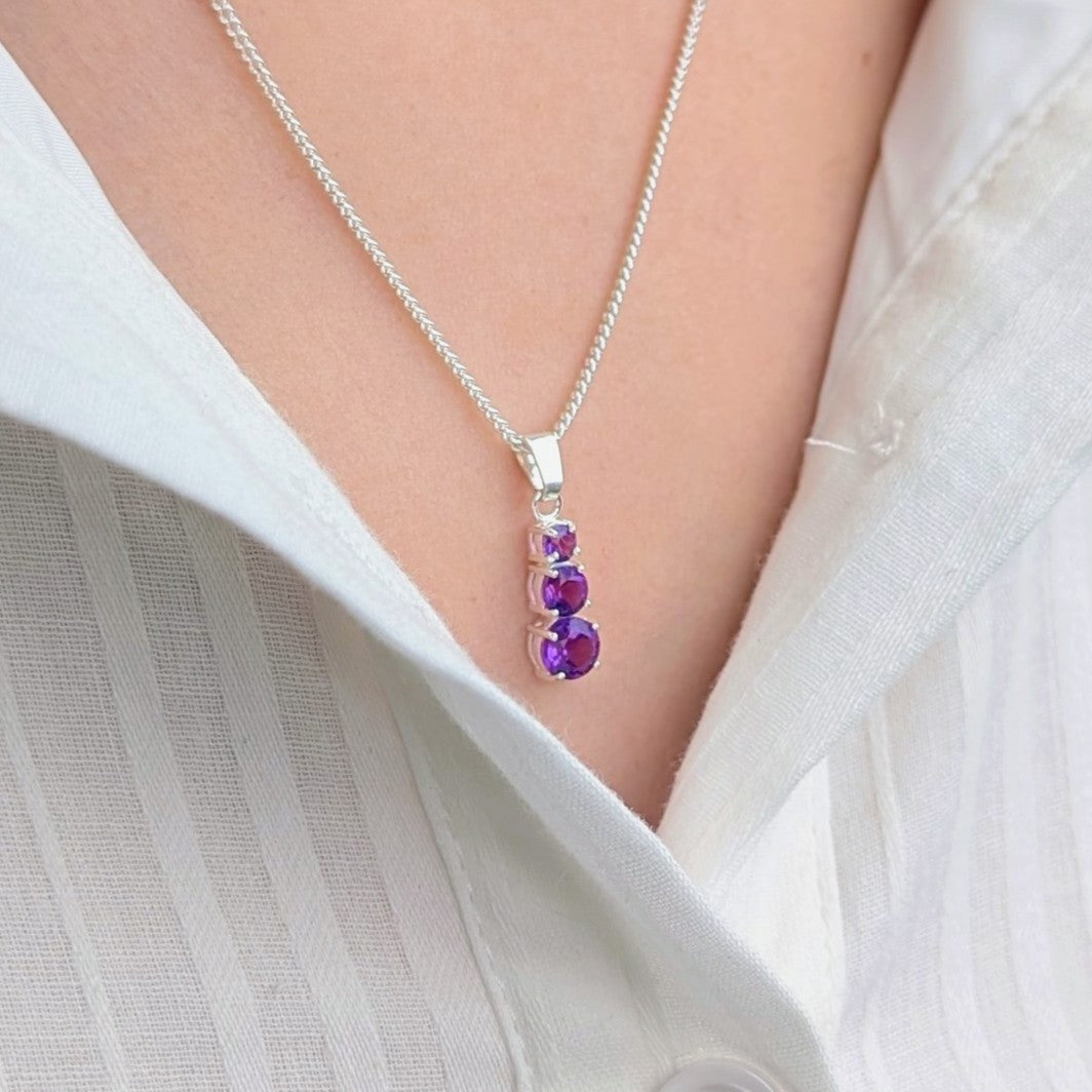 Amethyst Silver Snowman Necklace
