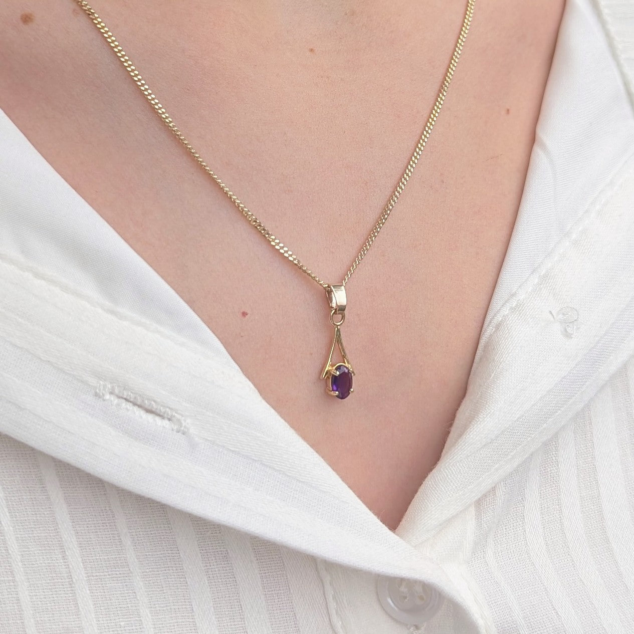 Amethyst 9ct 6x4a Necklace