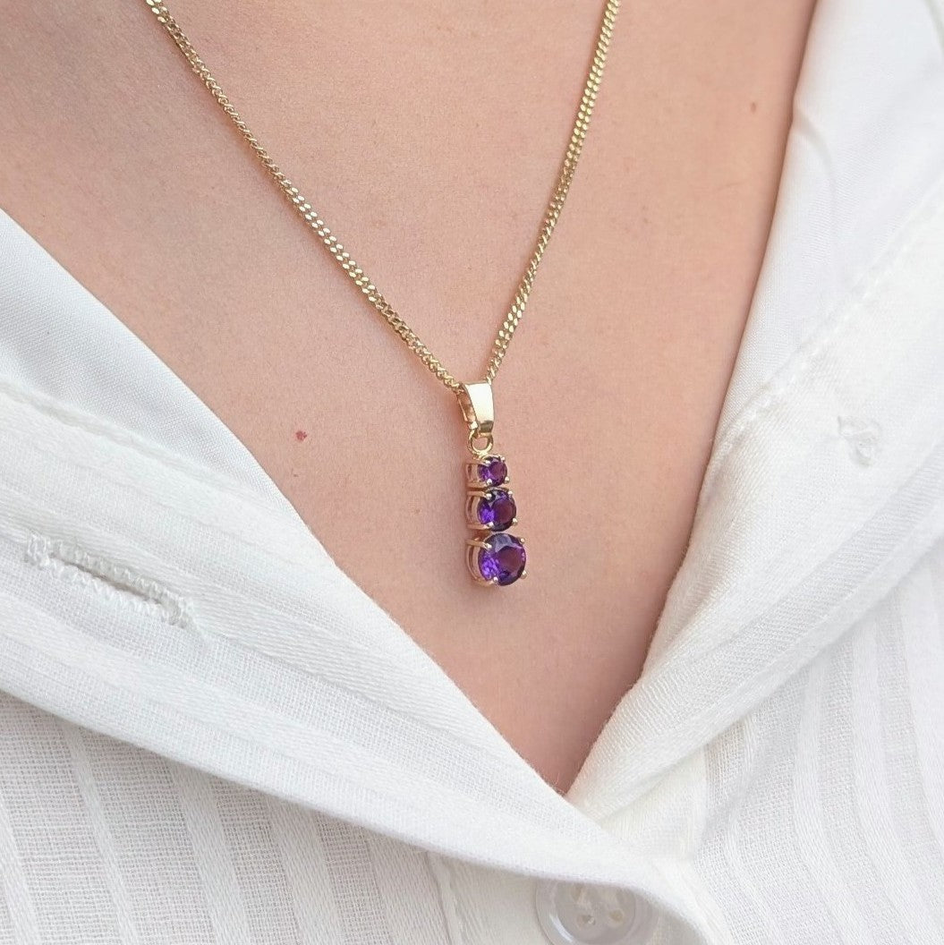 Amethyst 9ct Snowman Necklace