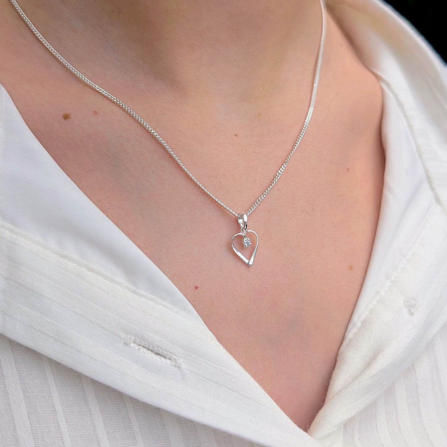 Topaz Silver Heart Necklace