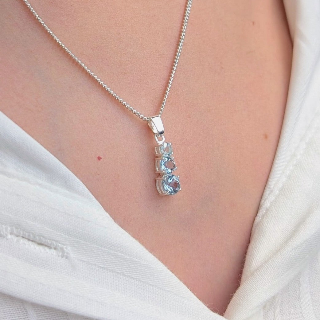 Topaz Silver Snowman Necklace