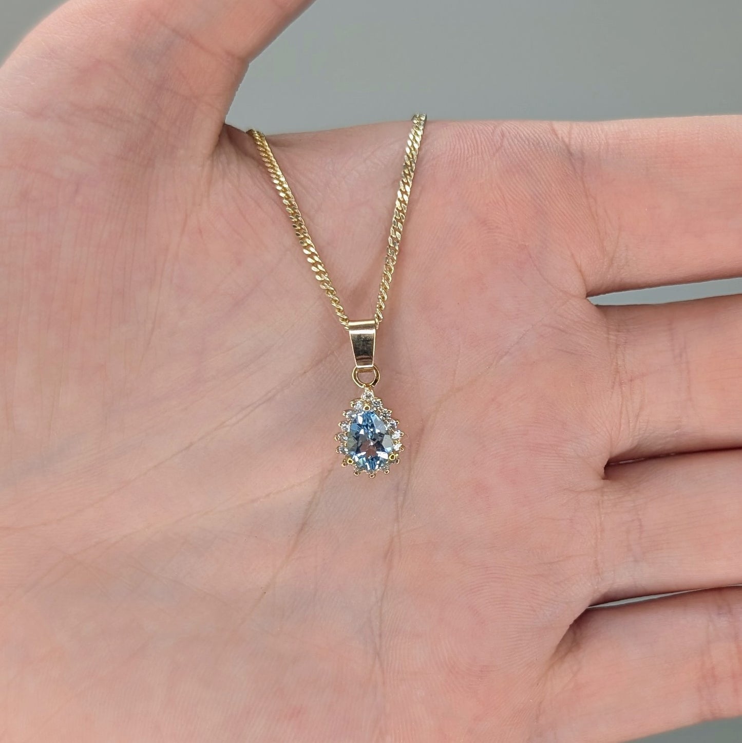 Topaz 9ct Tdrop+CZ Necklace