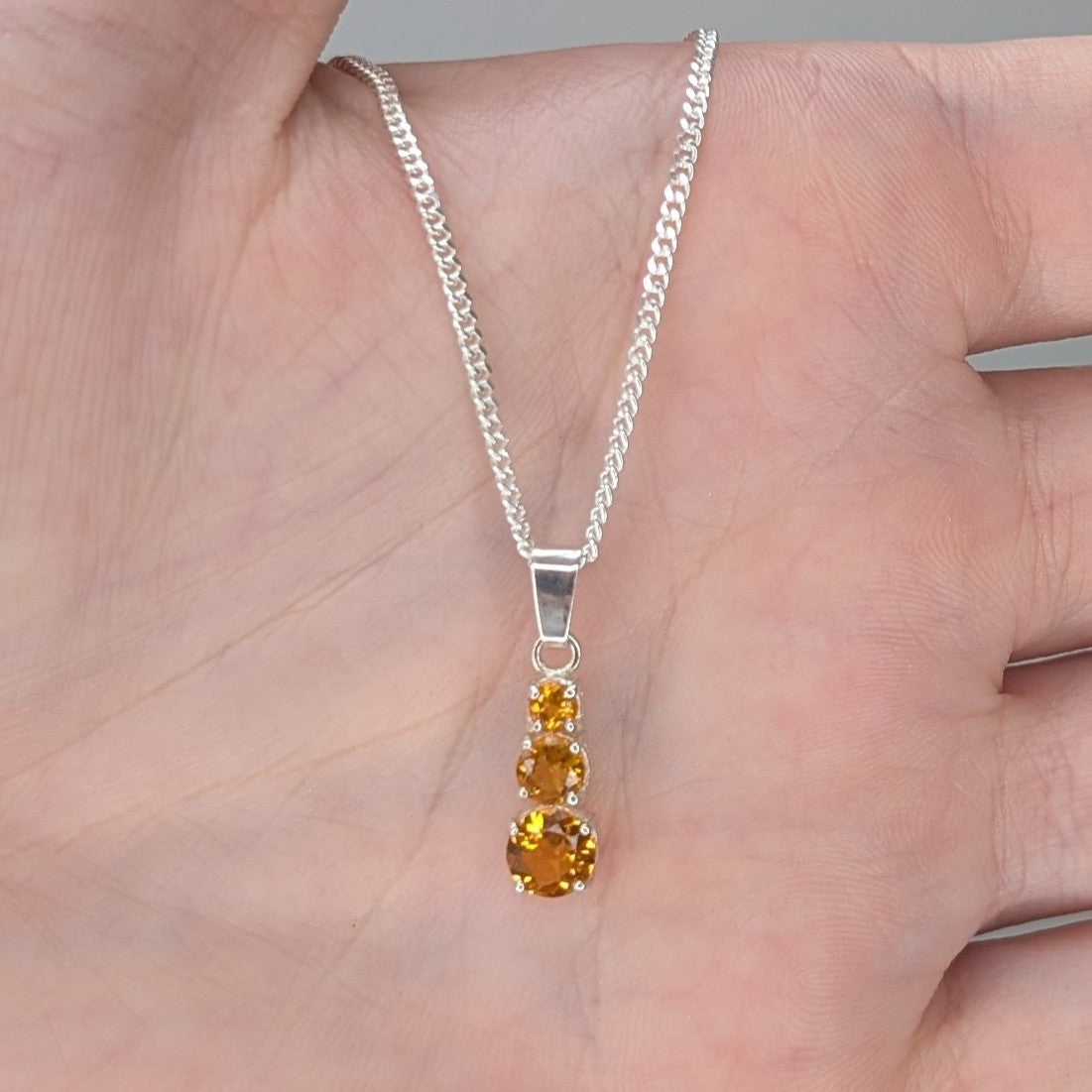 Citrine Silver Snowman Necklace
