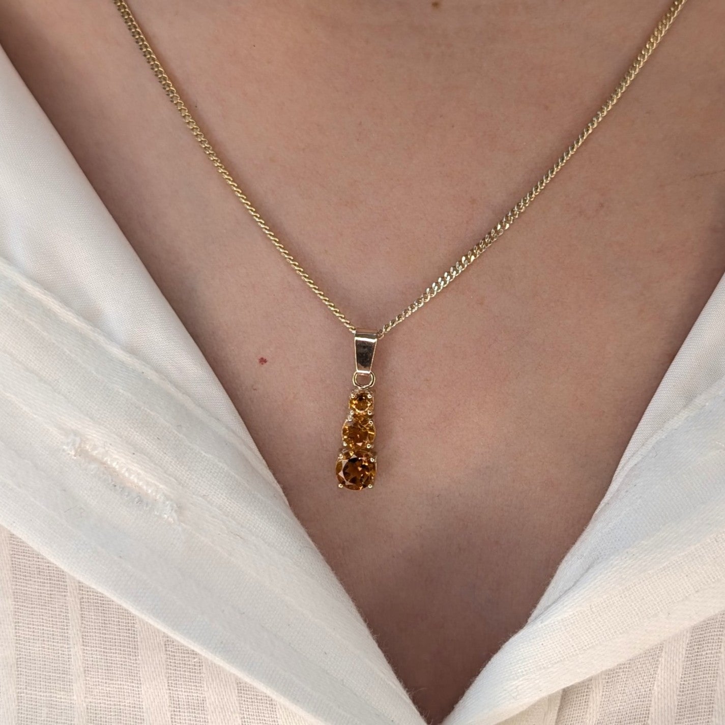 Citrine 9ct Snowman Necklace