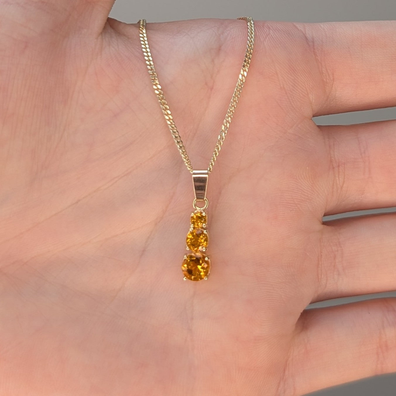 Citrine 9ct Snowman Necklace