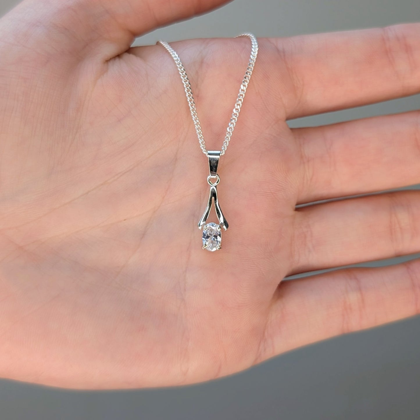Cubic Zirconia Silver 6x4a Necklace