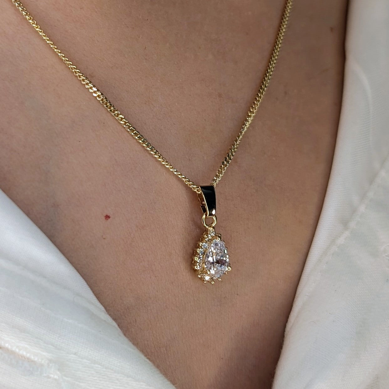 Cubic Zirconia 9ct Tdrop+CZ Necklace