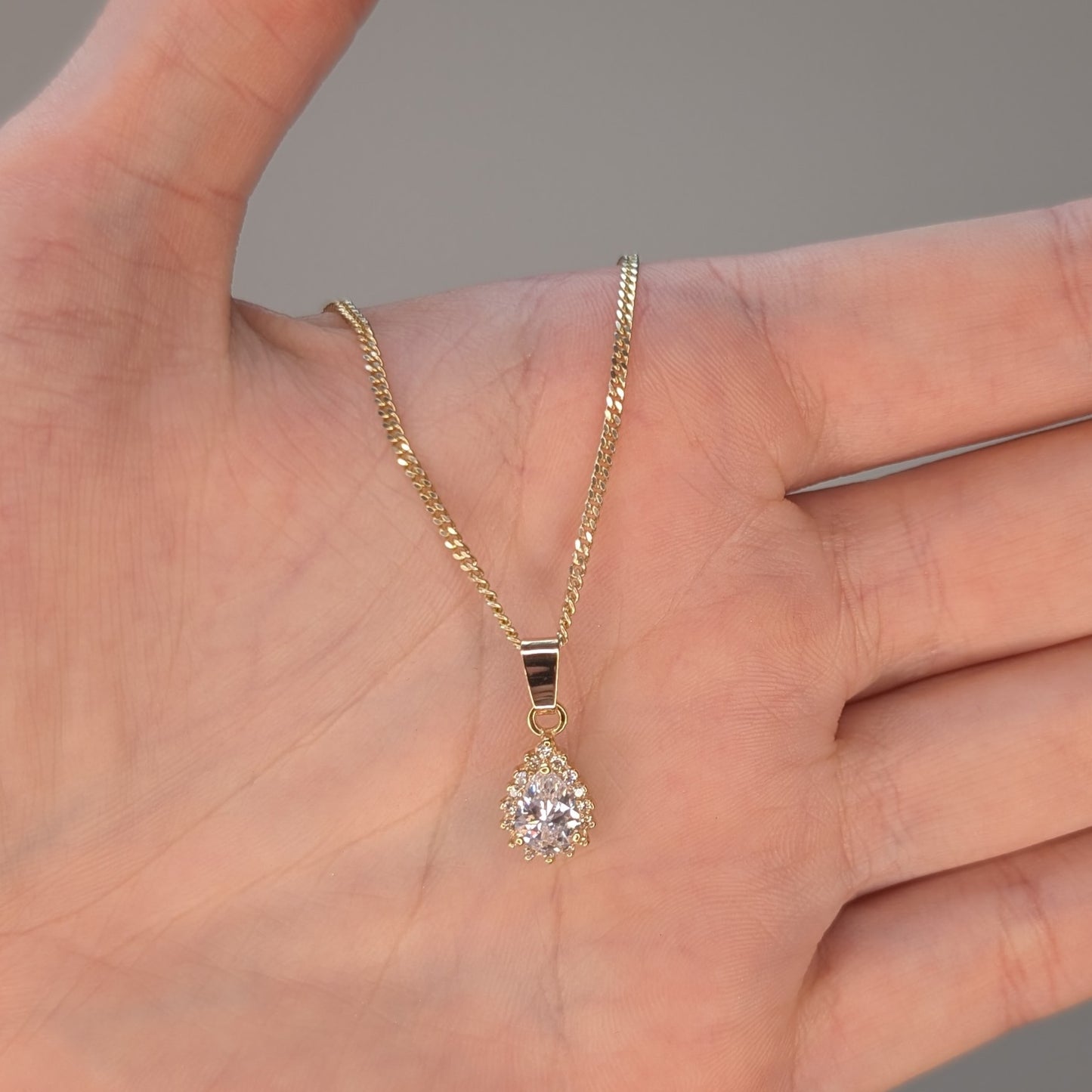 Cubic Zirconia 9ct Tdrop+CZ Necklace