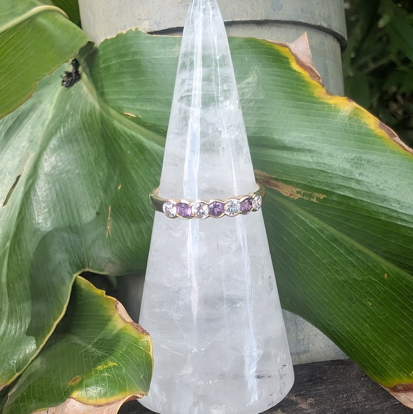 Amethyst & CZ Ring 9ct R42.5