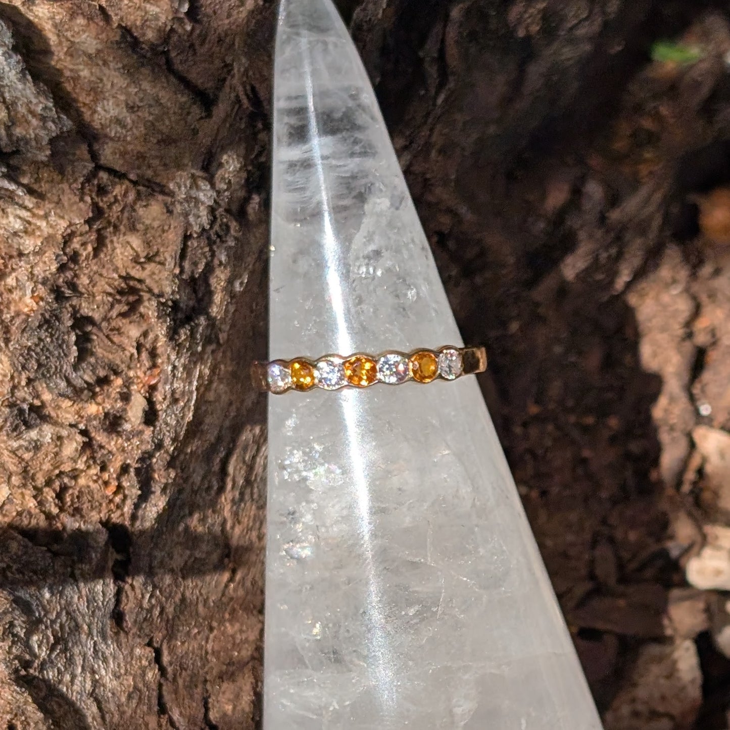 Citrine & CZ Ring 9ct R42.5