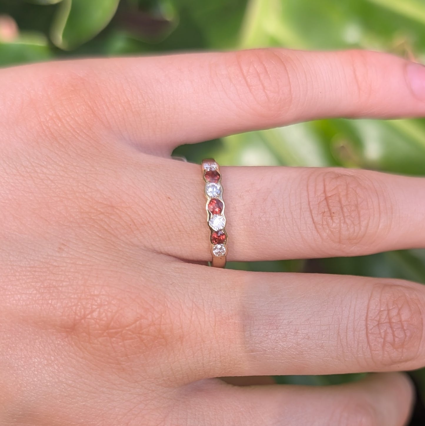 Garnet & CZ Ring 9ct R42.5