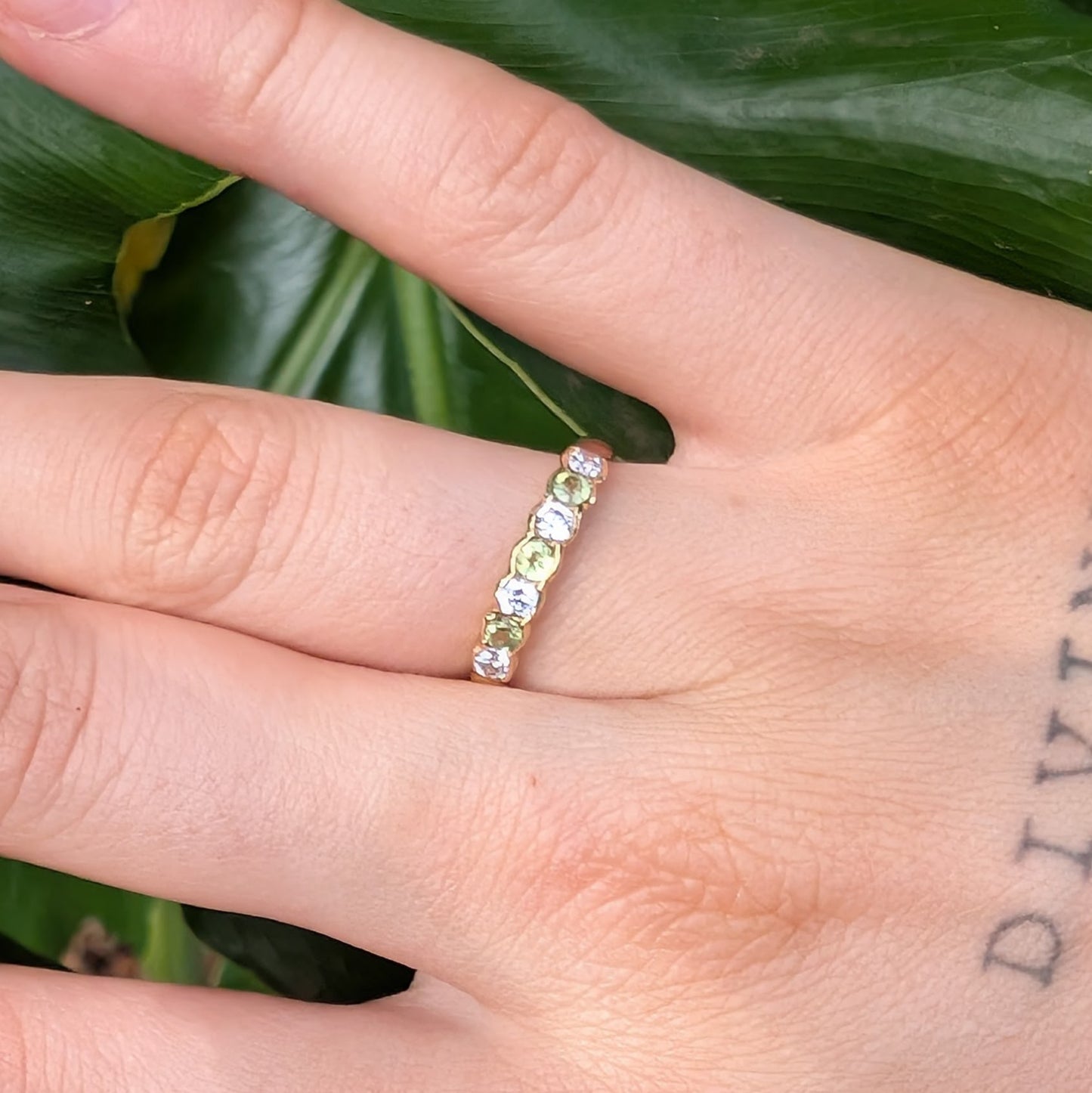Peridot & CZ Ring 9ct R42.5