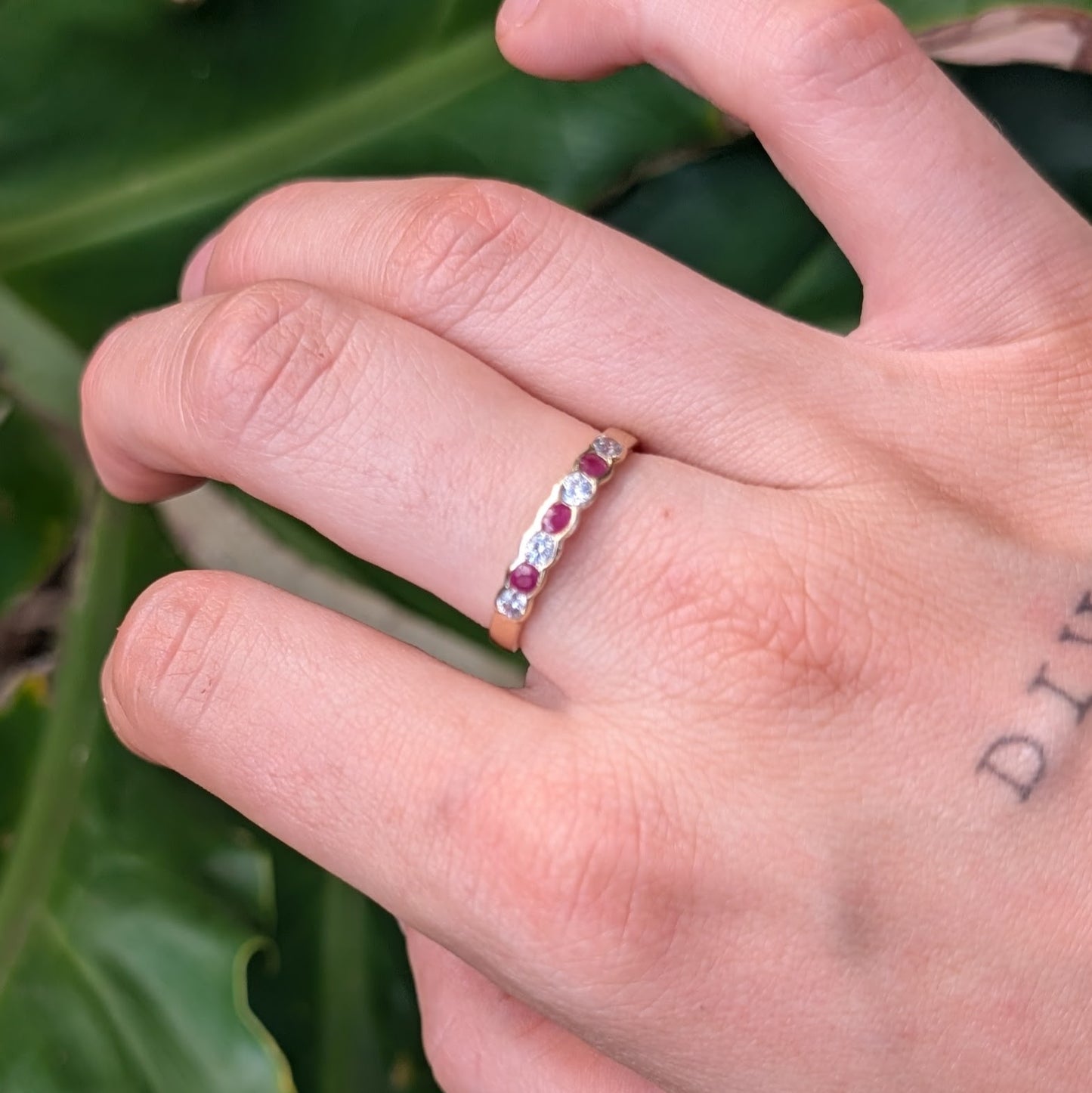 Ruby & CZ Ring 9ct R42.5
