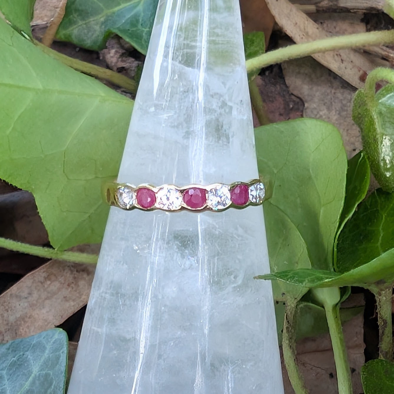 Ruby & CZ Ring 9ct R42.5