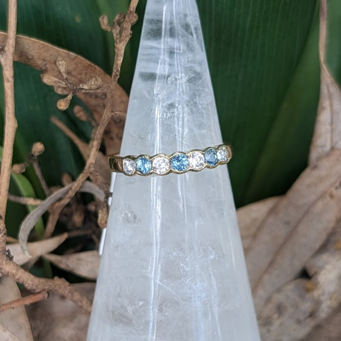 Topaz & CZ Ring 9ct R42.5