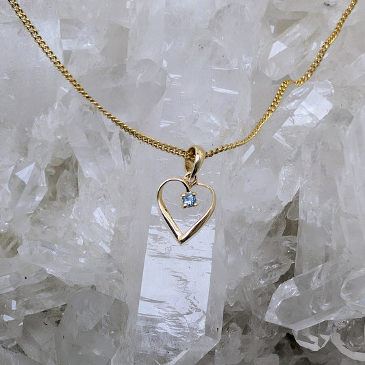 Aquamarine 9ct Heart Necklace