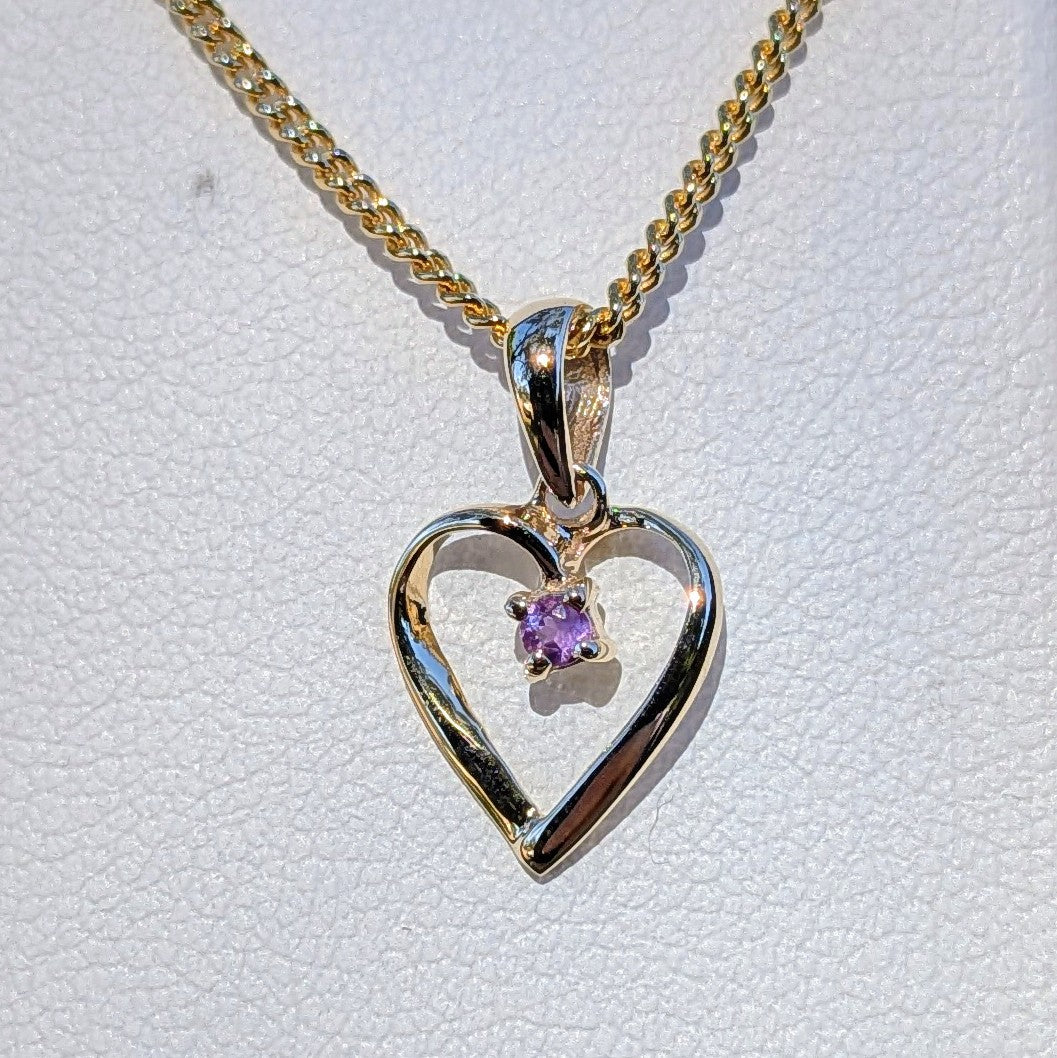 Amethyst 9ct Heart Necklace
