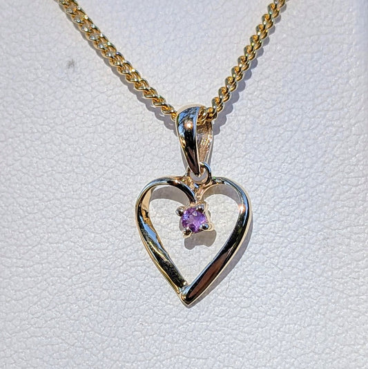 Amethyst 9ct Heart Necklace