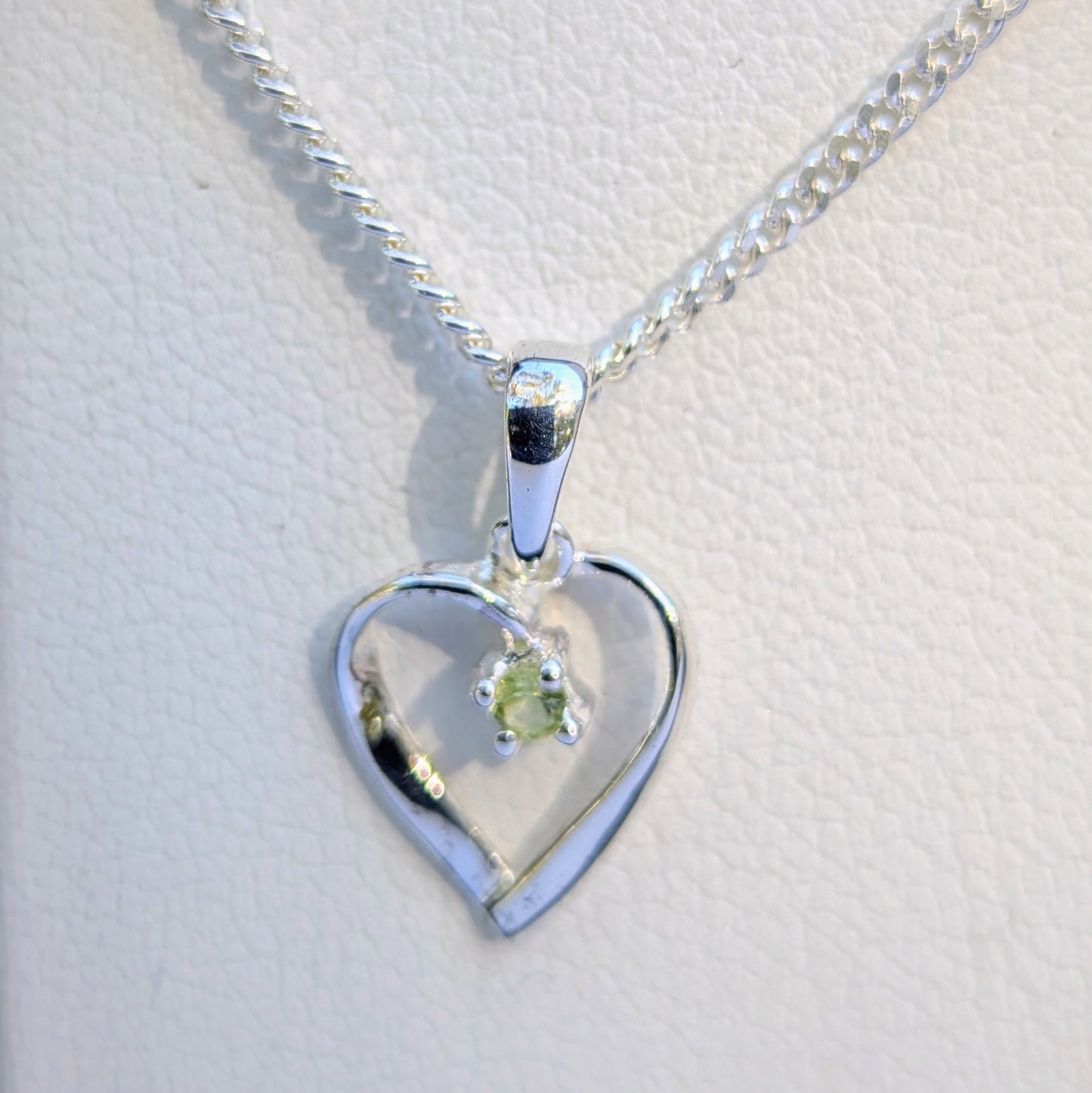 Peridot Silver Heart Necklace